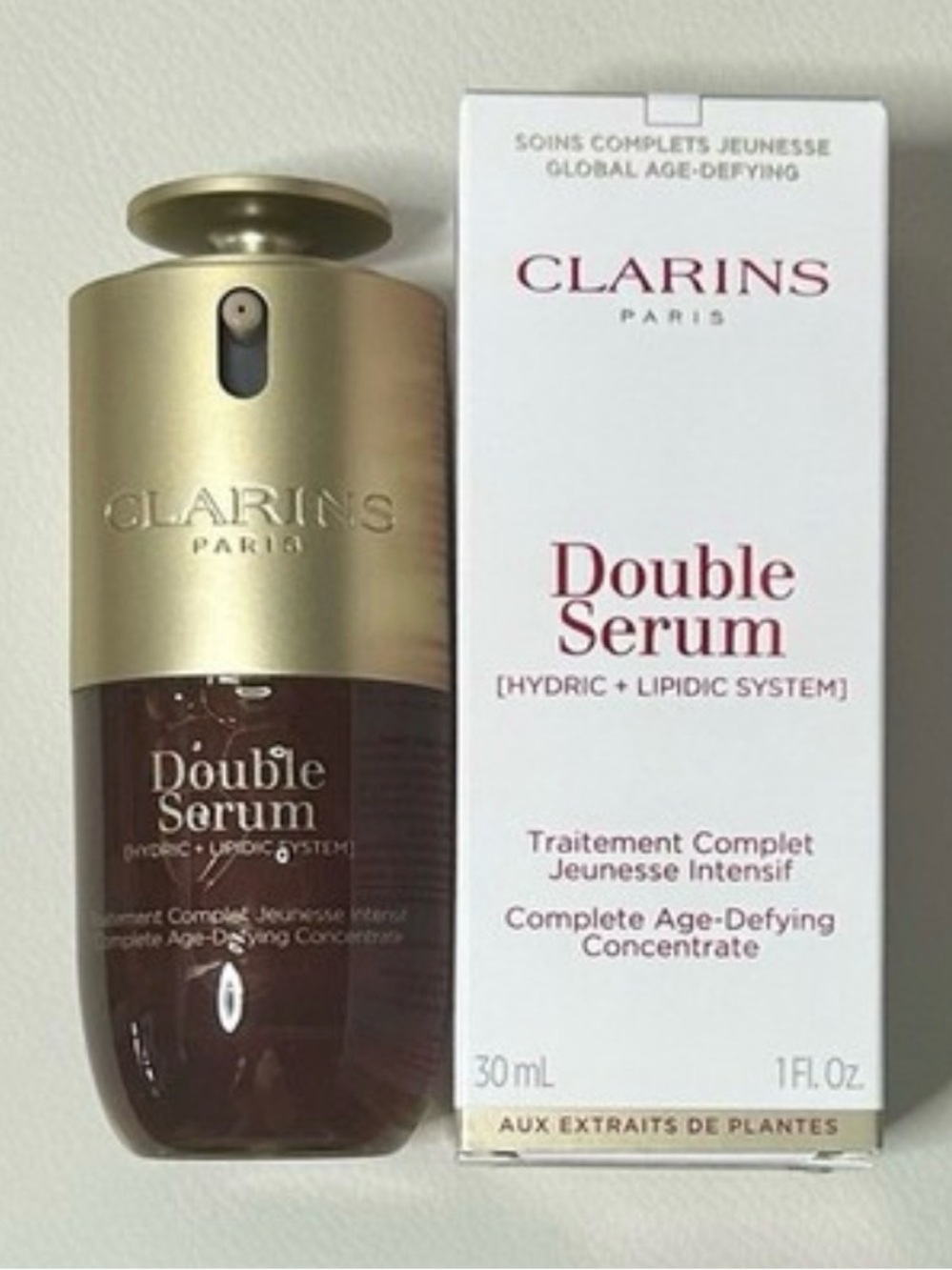 Clarins Double Serum - Gold and Brown Bottle with Box